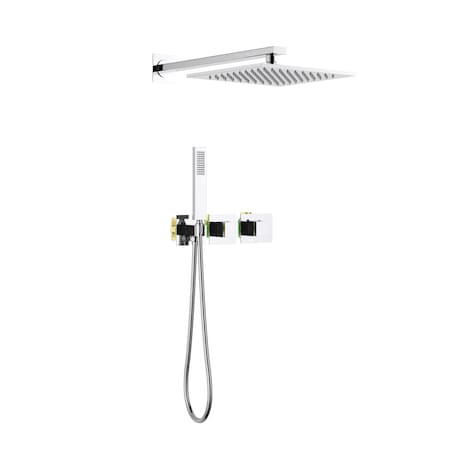 Kibi Cube 2 Function Thermostatic Shower System With Rough In Valve - Chrome KSF414CH